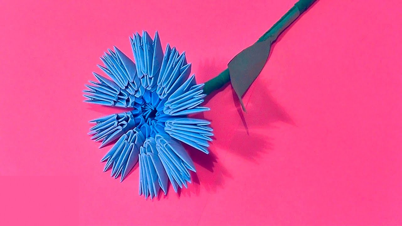 How to make a cornflower knapweed 3D origami (in the technique of modular origami  for beginners)