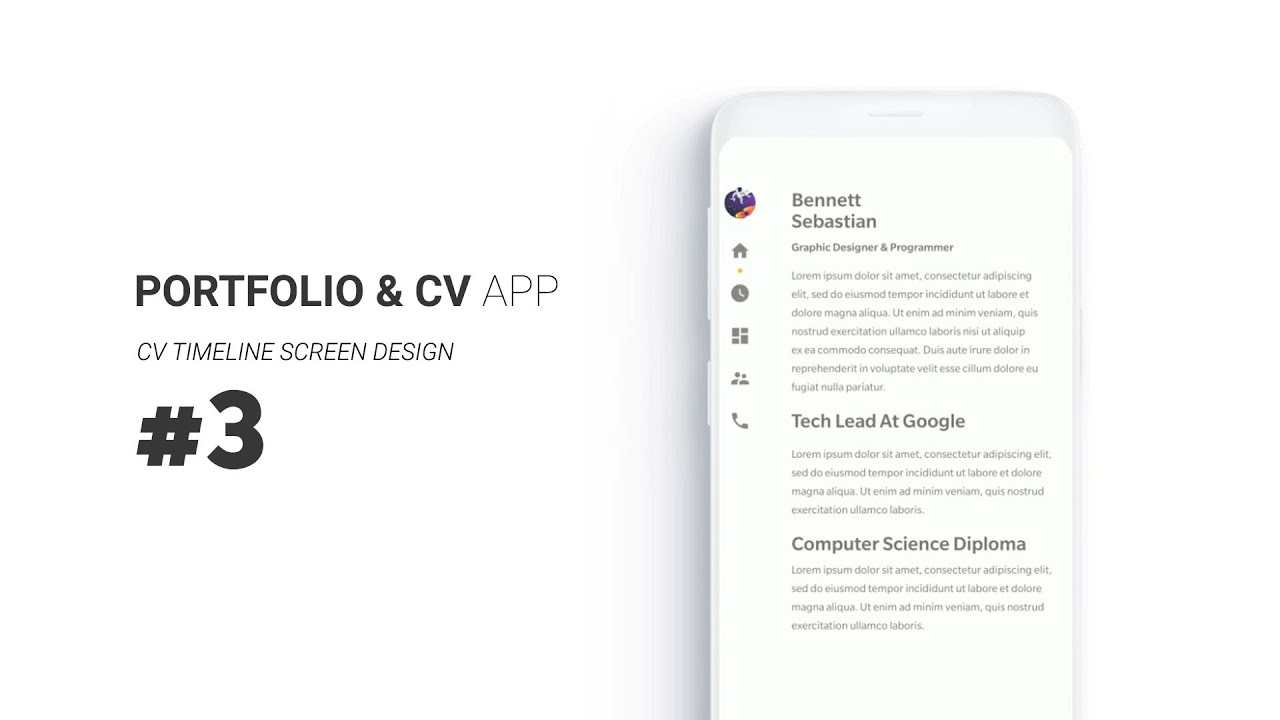 Android CV & Portfolio Minimal App Part3: CV - Resume Timeline Design | Android Studio Tutorial