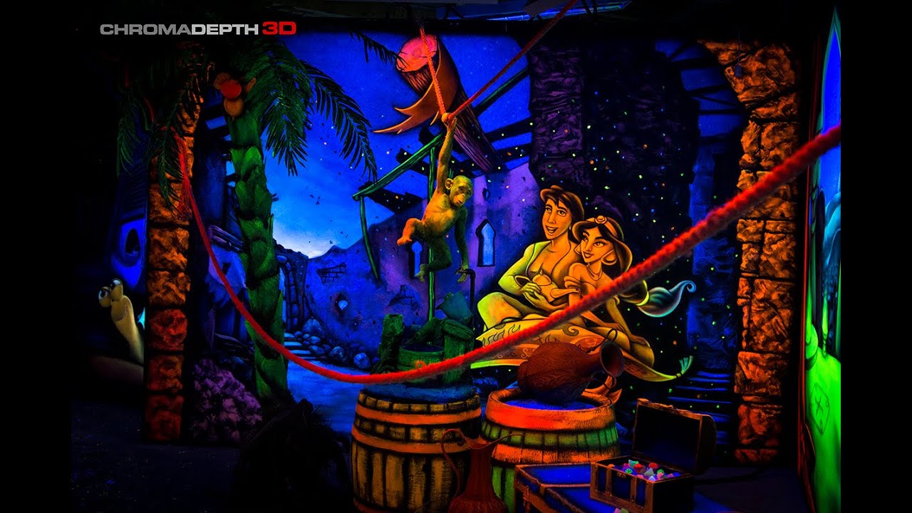 ChromaDepth 3D hand painted mural,airbrush,fluorescent paints and blacklight art- UV