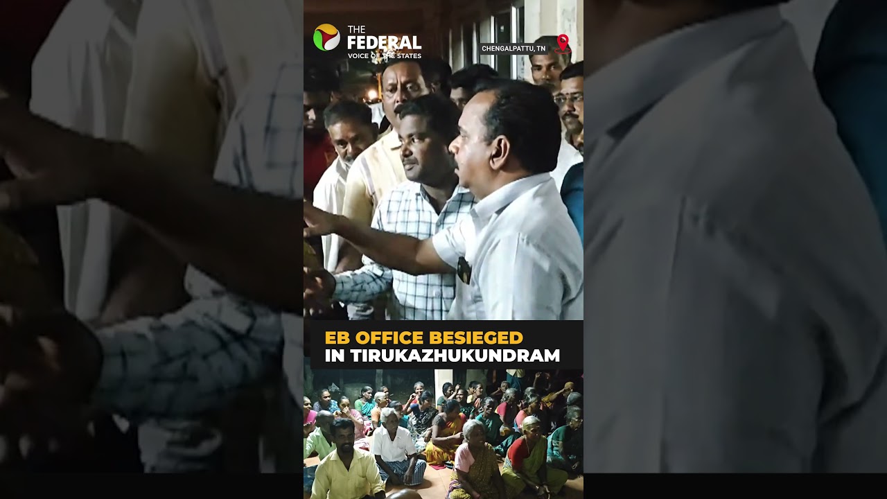 Residents protest 14-day power cut, lay siege to EB office in Tirukazhukundram | #shorts