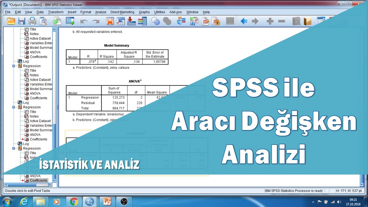 SPSS programı ile aracı değişken analizi ve hipotez testleri
