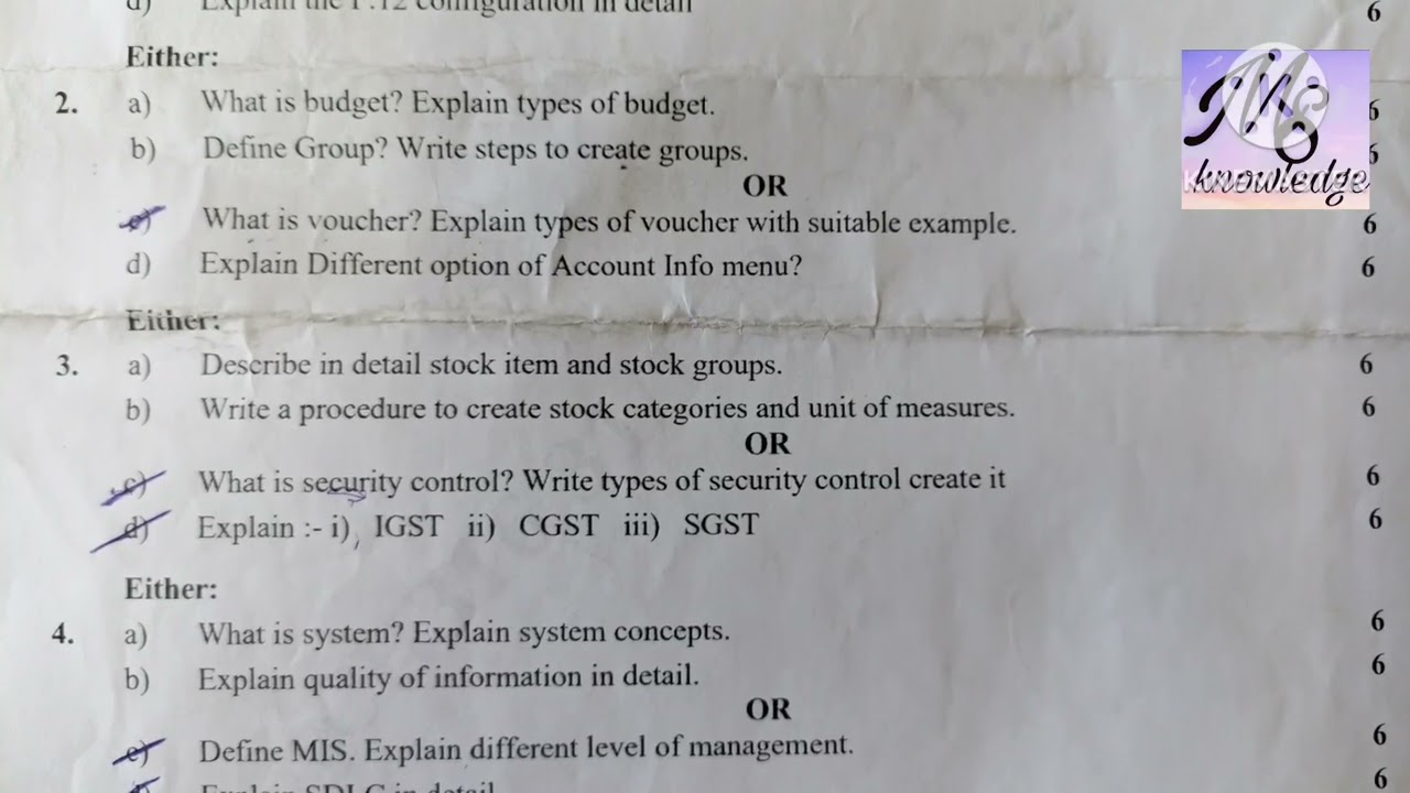 Information technology : computerized accounting and MIS Bcom 2 year sem 3 gondwana university W-22