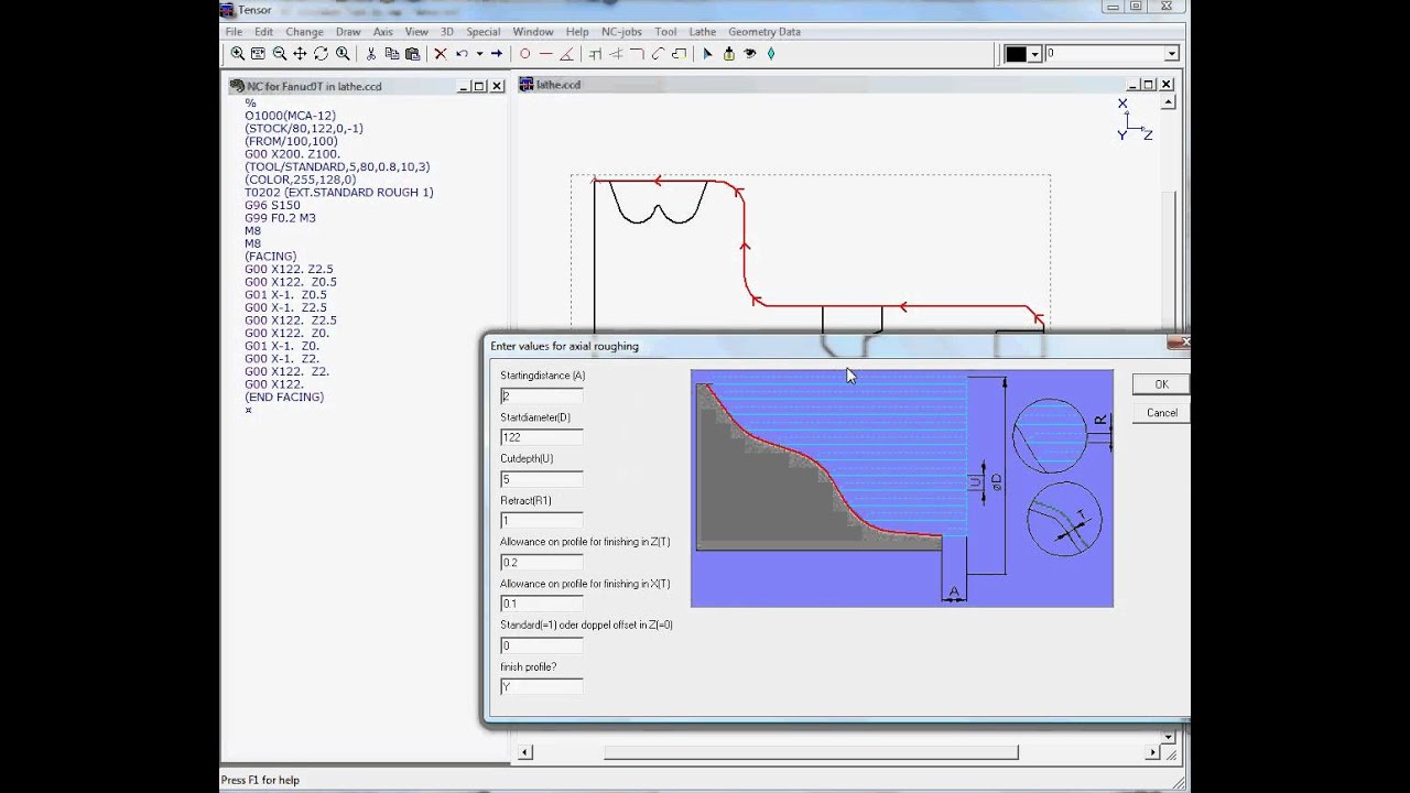 Axial roughing | 2D CadCam low cost and 2.5D Lathe and Milling CNC code