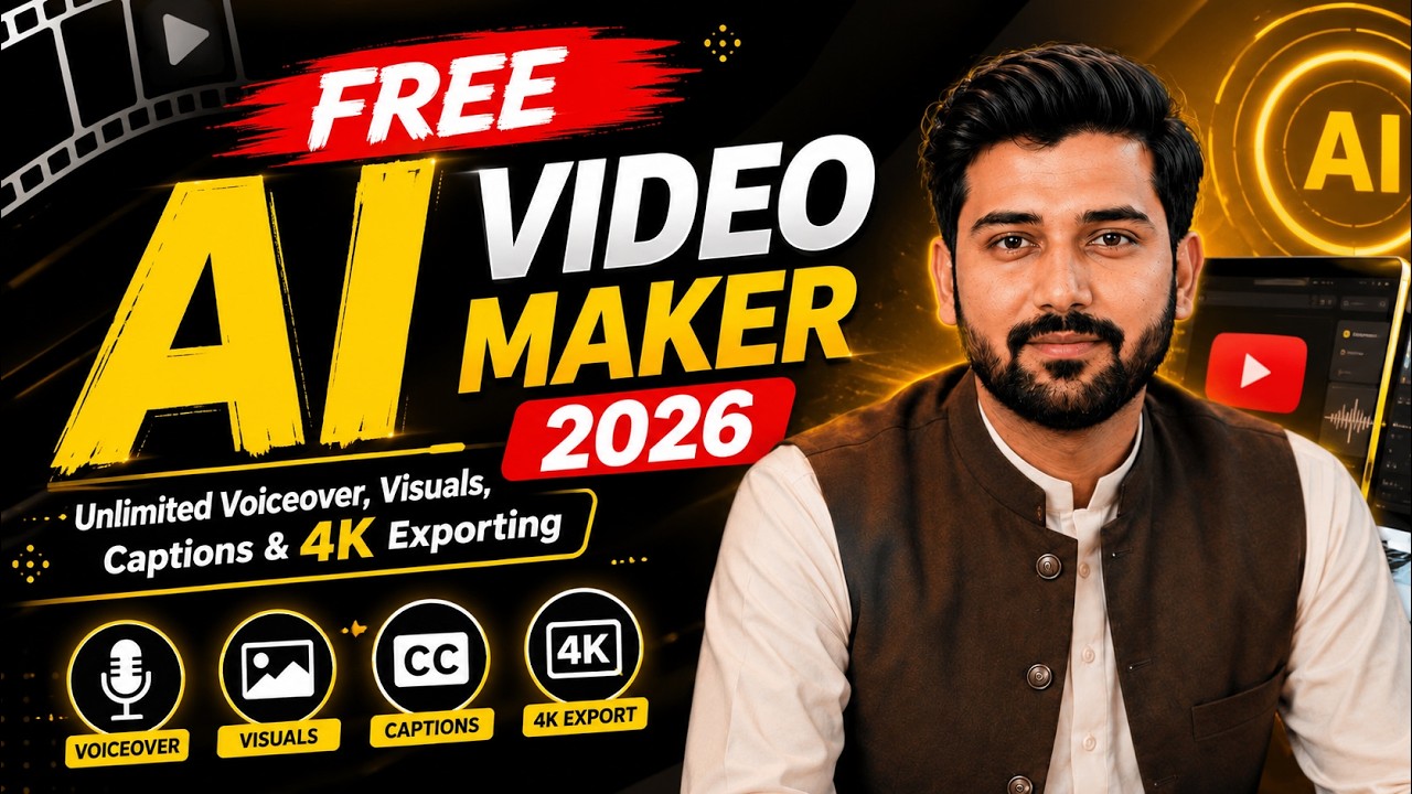 FREE AI Video Generator: Unlimited Voiceover, Visuals, Captions & 1080p Export!