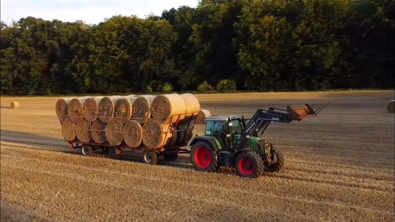 Agrarbetrieb Jakobsen - Strohballen Transport mit Fendt 714 und Kröger Ballenwagen
