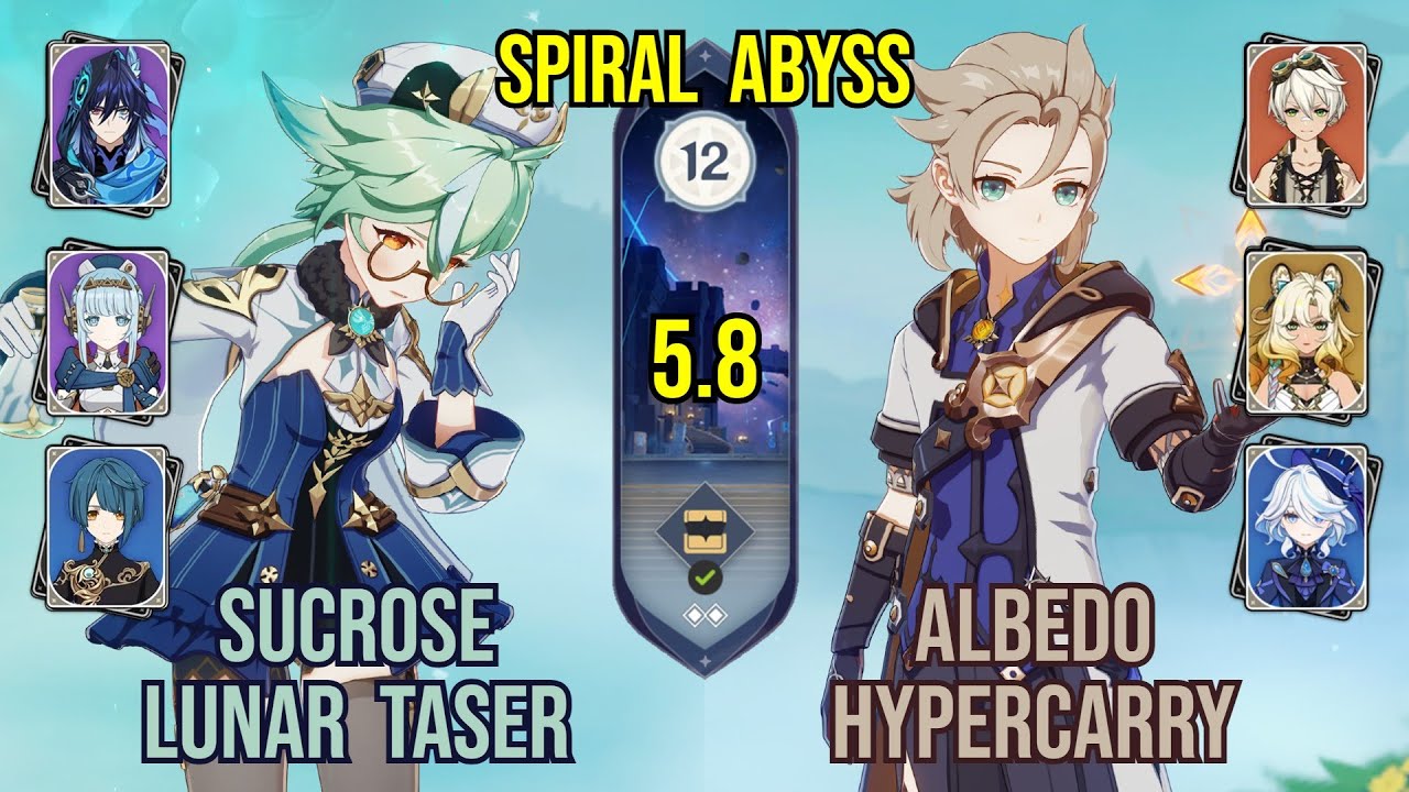 C6 Sucrose Lunar Taser + C2 Albedo Hypercarry | Spiral Abyss 5.8 | Genshin Impact