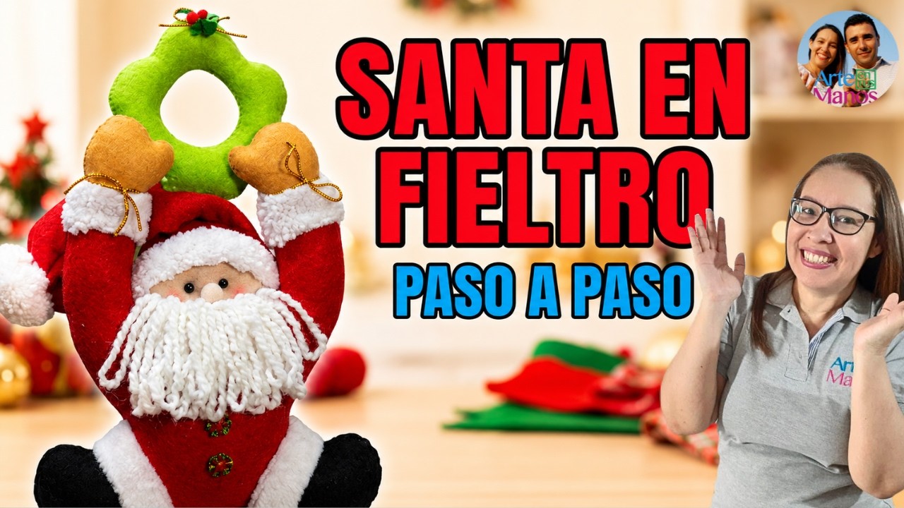 🔴Cómo Hacer un CUELGA PUERTA NAVIDEÑO en Fieltro - Decoremos con SANTA CLAUS