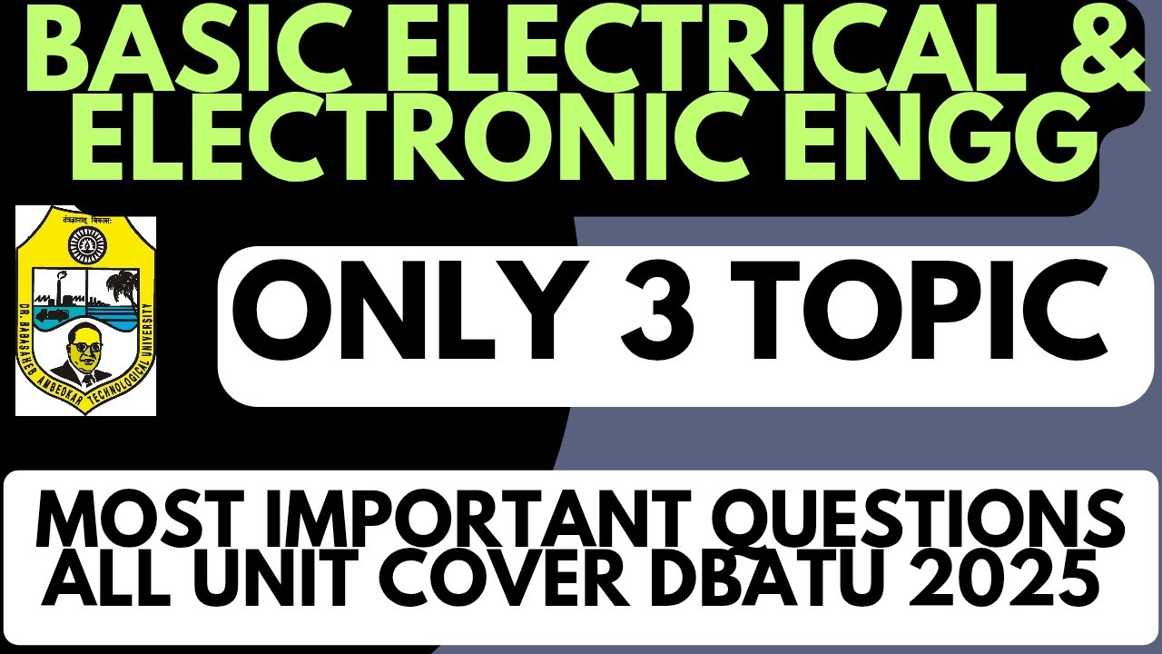 Basic Electrical & Electronic Engineering Dbatu Most Important Questions | Dbatu BEEE Questions