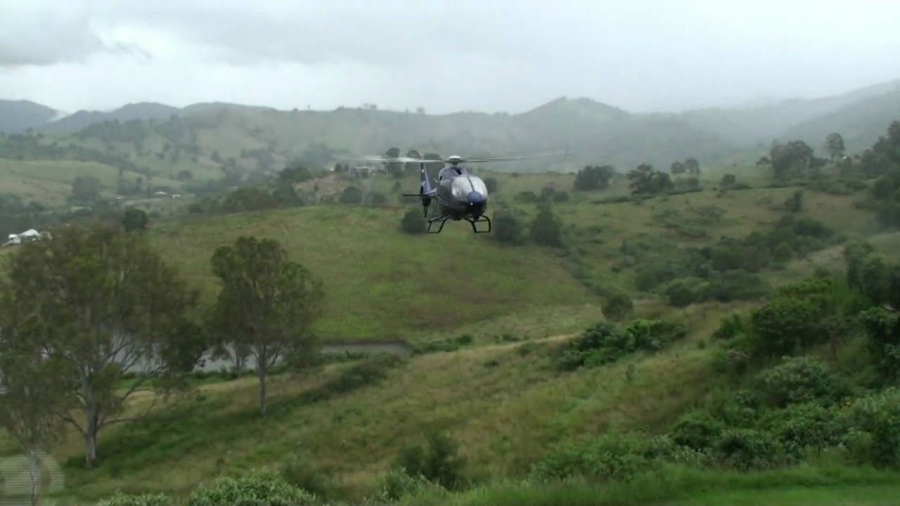 Two Helicopter Arrival for Wedding at Glengariff Historic Estate outside Brisbane
