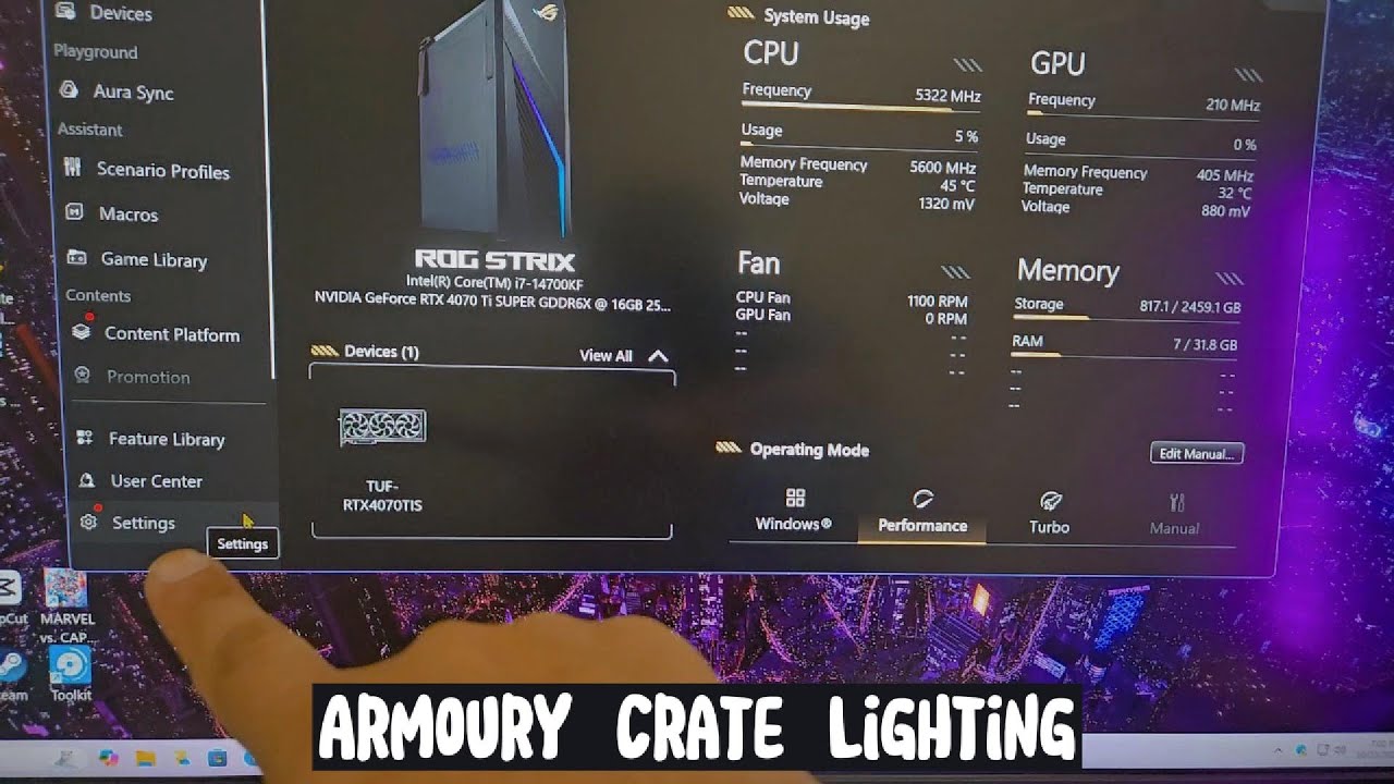 ASUS G16CHR Desktop Armoury Crate Lighting Issues?