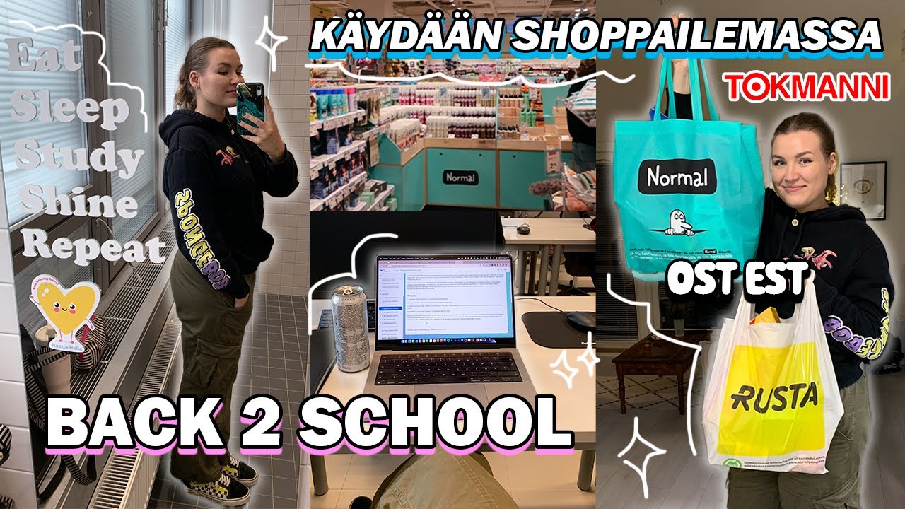 LUKUVUODEN EKA KOULUPÄIVÄ📚 | KÄYDÄÄN RUSTASSA, TOKMANNISSA JA NORMALISSA 🛒 + OSTOSTEN ESITTELY 🛍️
