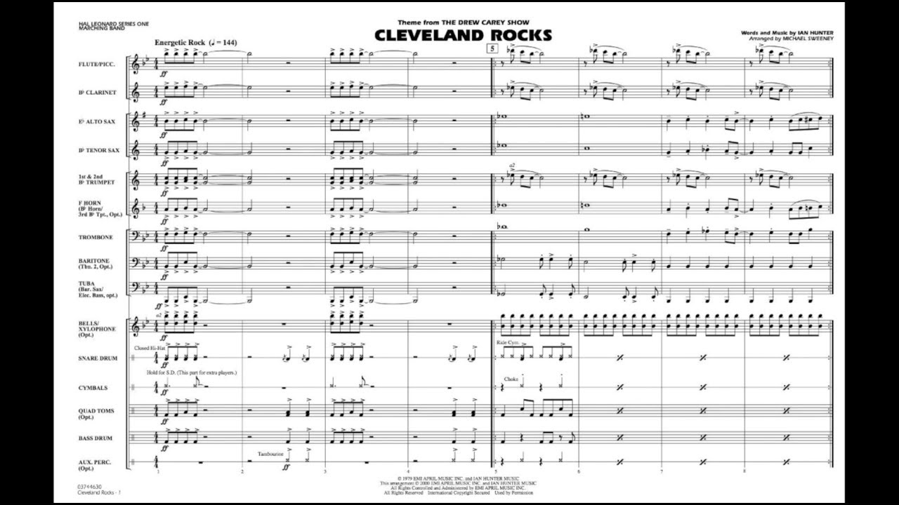 Cleveland Rocks by Ian Hunter/arranged by Michael Sweeney