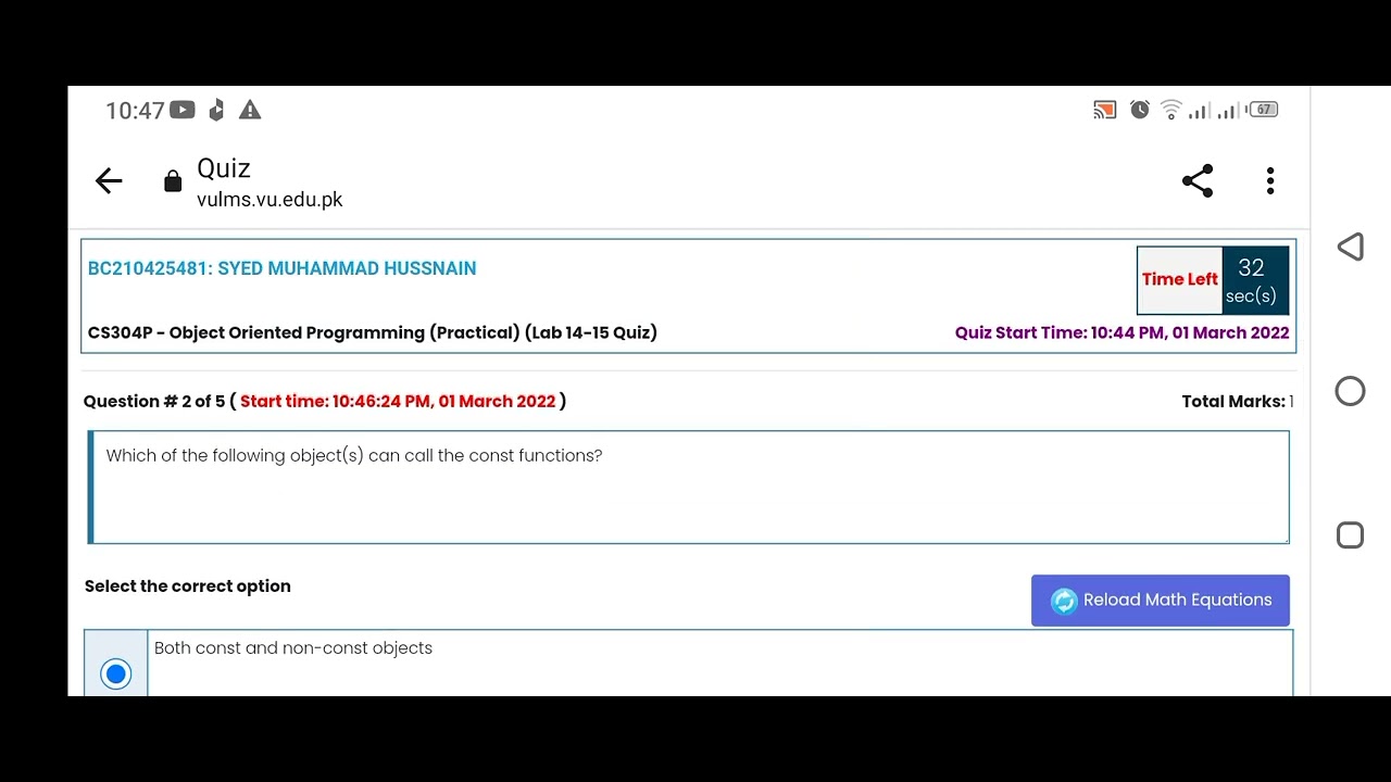 CS301P Data structure quiz 1 march#vu#vuquiz #cs301#Datastructure