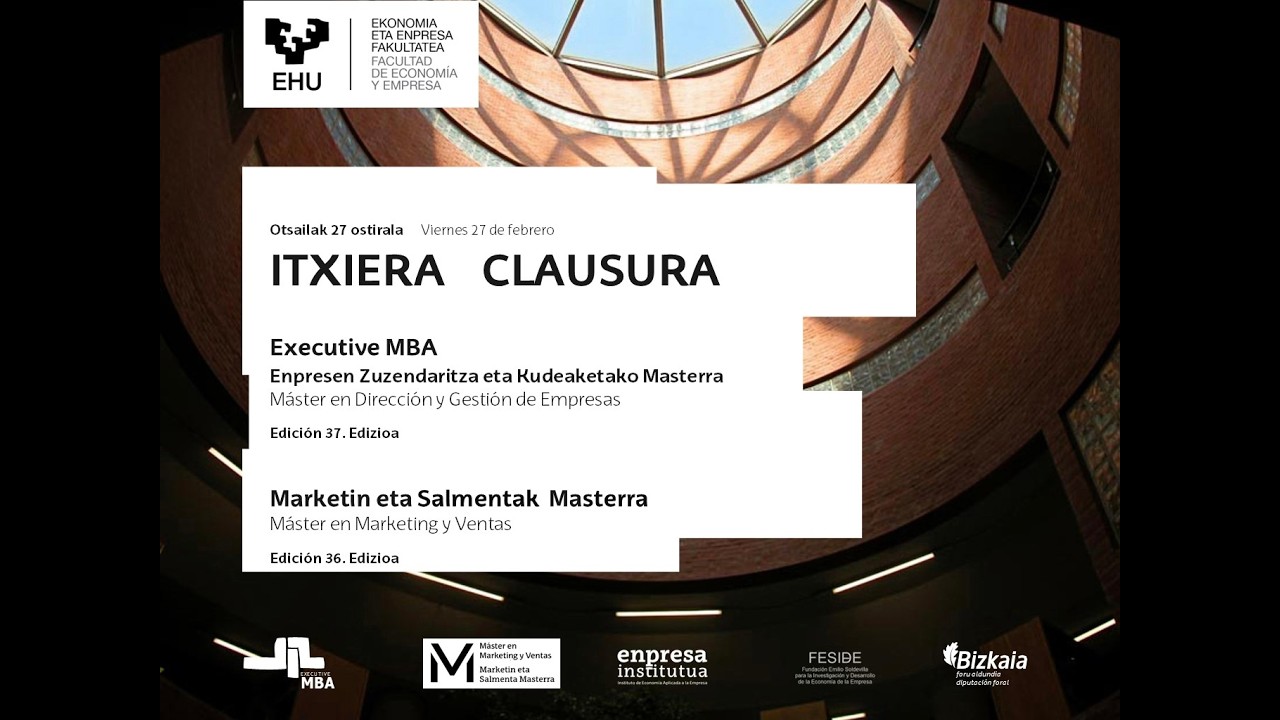 Clausura y entrega de diplomas 37 edición Executive MBA y Máster Marketing y Ventas. 27 febrero 2026