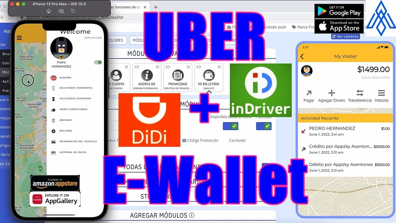 Como Agregar la Billetera E-Wallet a tu App tipo Uber, Didi o Indriver [CERO CODIGO]