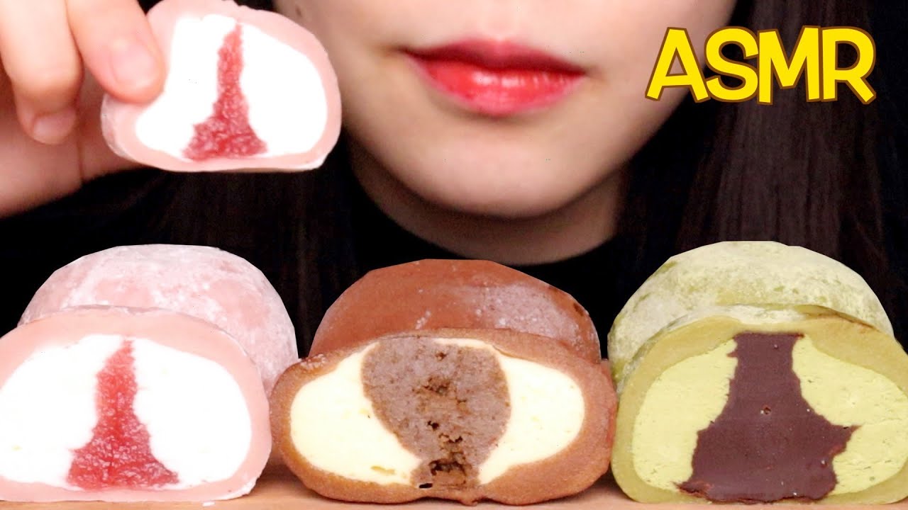 ASMR 쿠캣 찹쌀떡 딸기쏙우유 초코쏙녹차 티라미수쏙 Chapssaltteok 먹방 Mukbang realsound