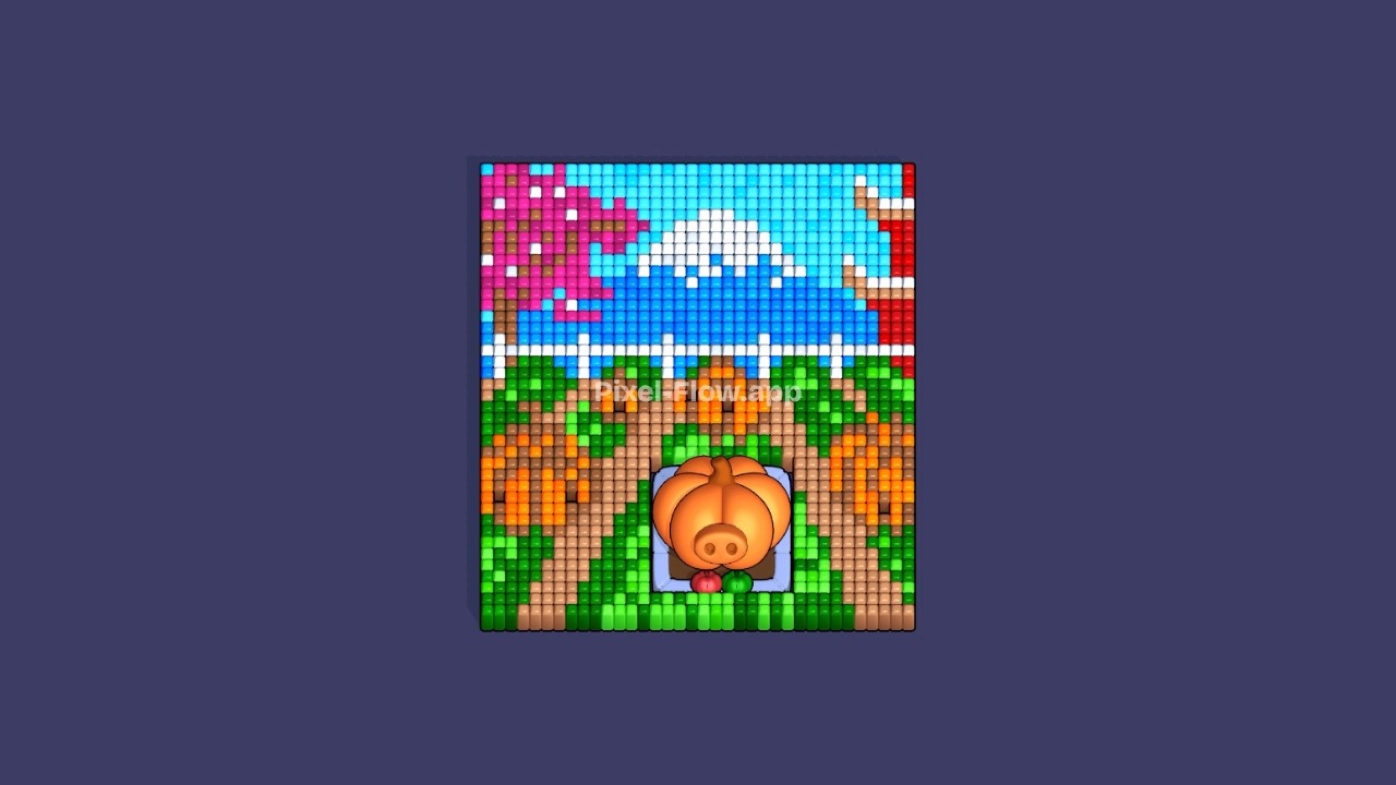Pixel Flow Level 725 (Very Hard) Solution Walkthrough - Pumpkin Patch