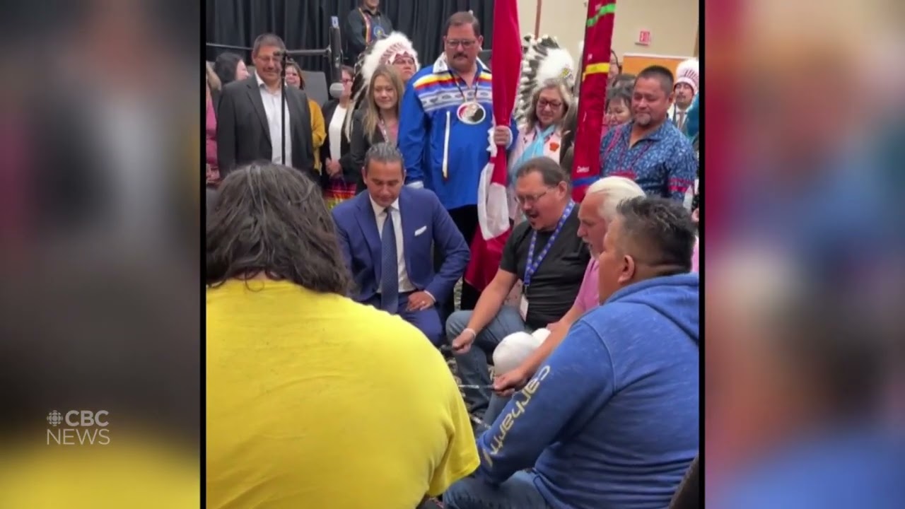 Manitoba's 1st First Nations premier joins drum circle
