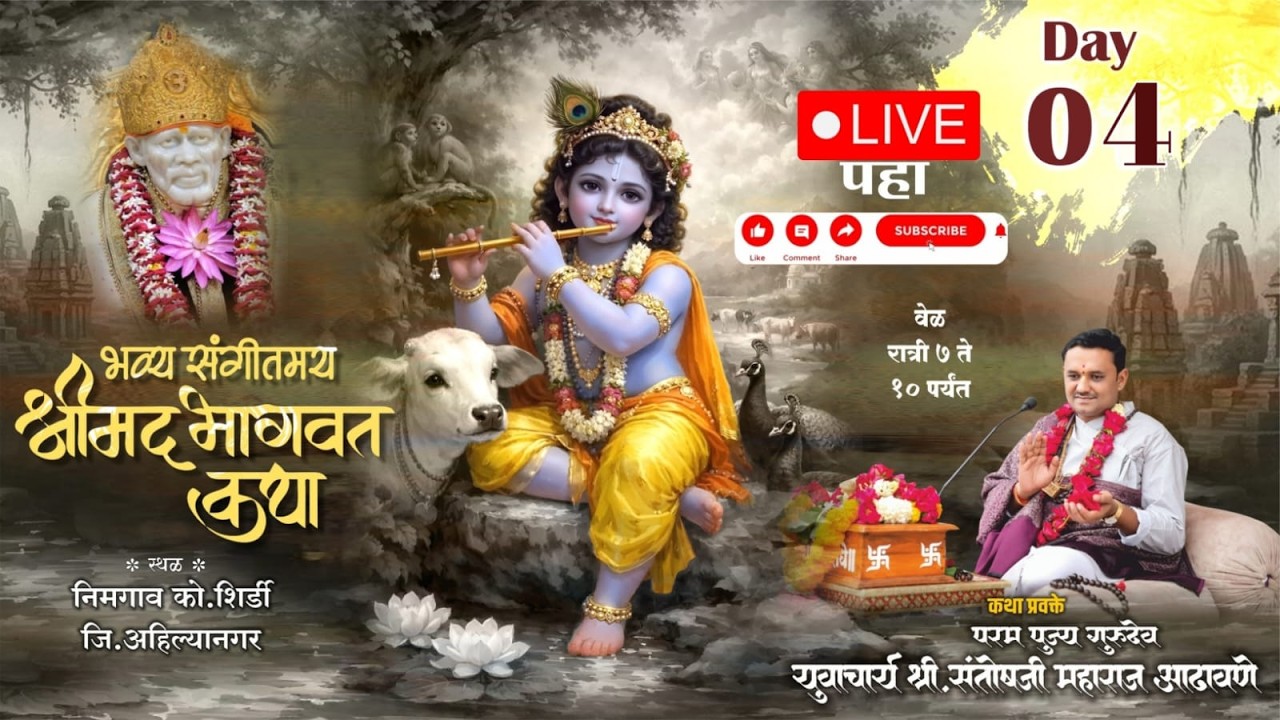 LIVE - Day 4 | श्रीमद्भागवत कथा | Santosh Maharaj Adhavane (निमगाव कोऱ्हाळे - शिर्डी)
