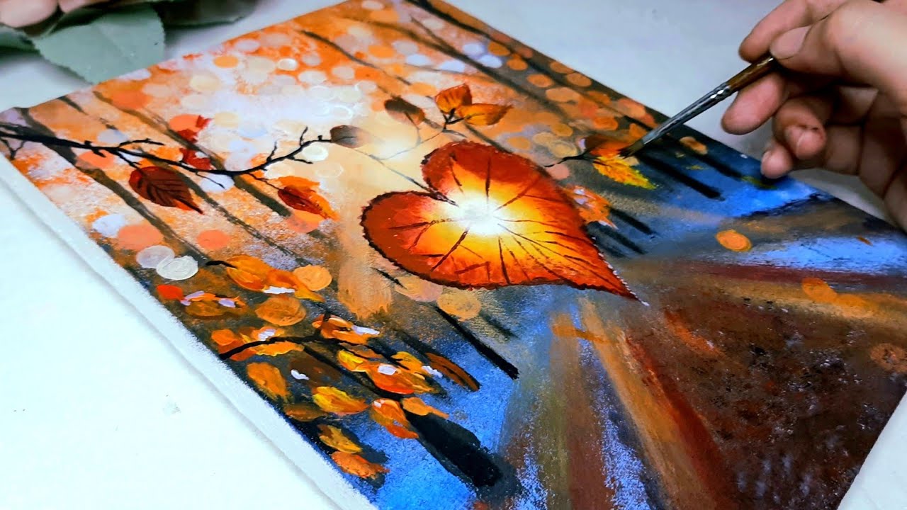 How to Draw Autumn Forest || Acrylic Painting step by step for Beginners