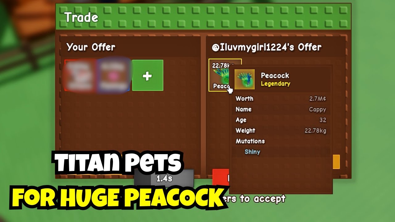 I Traded TITAN PET for A HUGE PEACOCK In Grow A Garden Trading