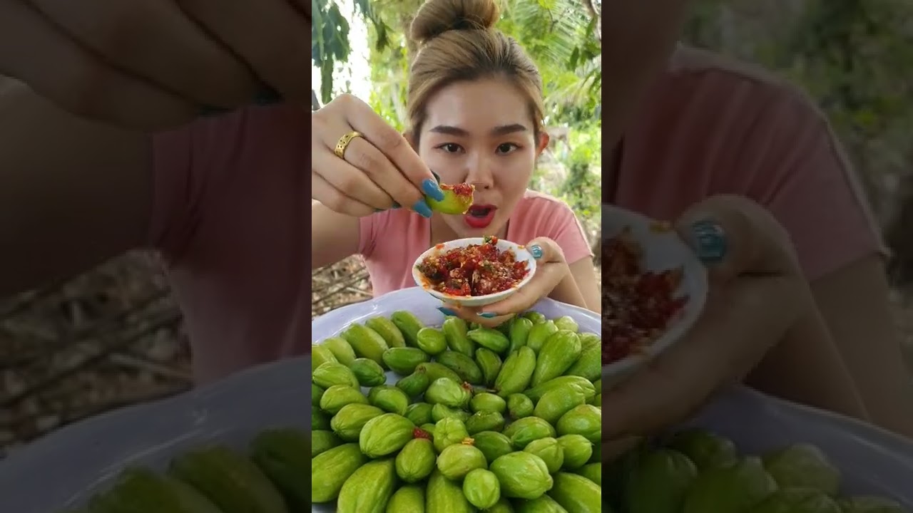 Sour Fruit, Eating Bilimbi fruit with red salt chill 🙂😅