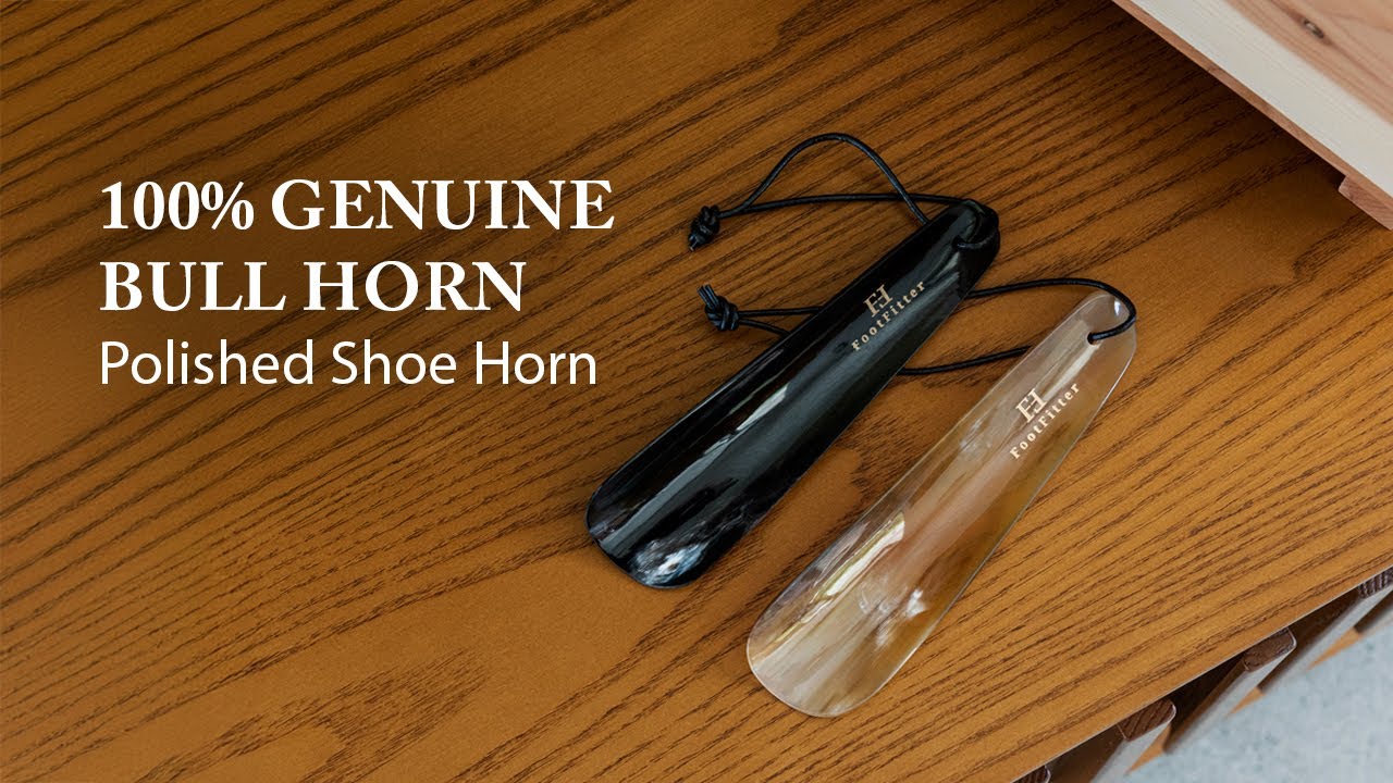 FootFitter: Natural Bull Horn Shoe Horn with Leather Loop