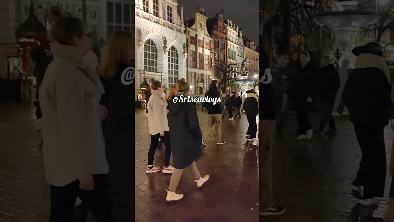 Exploring Poland at Night 🌙✨| Gdańsk Old Town Walking Tour 🇵🇱 | 