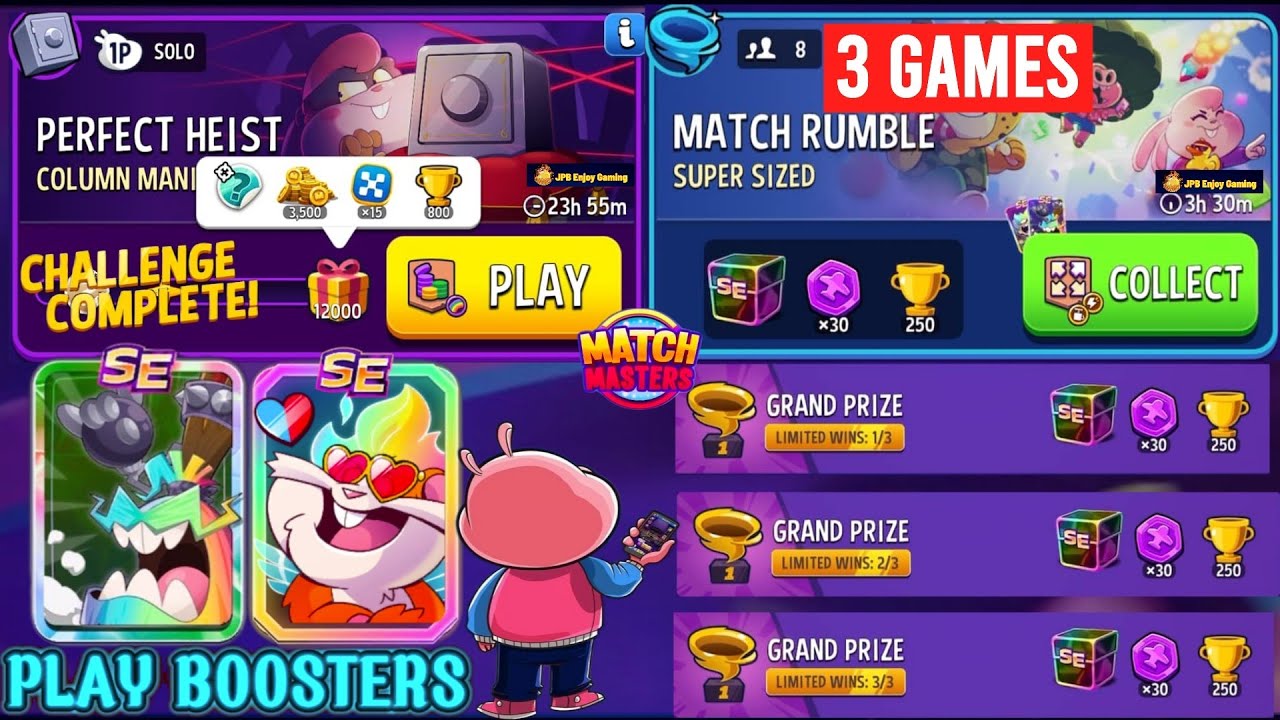 Perfect Heist Column Mania+Rainbow Solo Challenge 12000 Score/(3 Games)Match Rumble Super Sized
