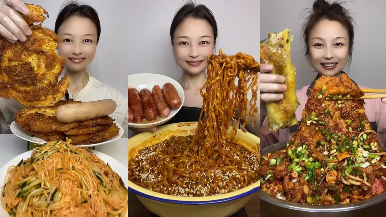 Mukbang Challenge Eating Spicy🔥🥵 Noodles 🍜 Fire noodles🍜🍛Chinese food #food #eatingshow #noodles 