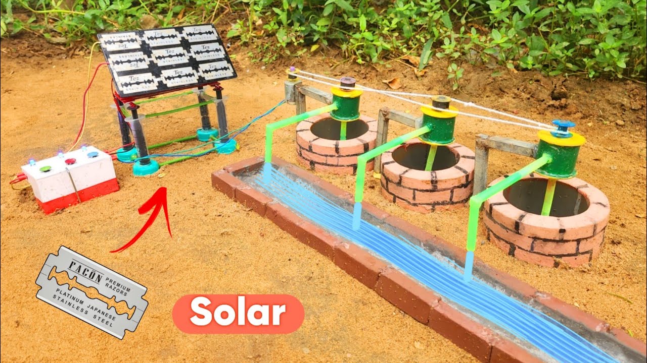 DIY mini well solar motor water pump | Mini farming  | Science project 