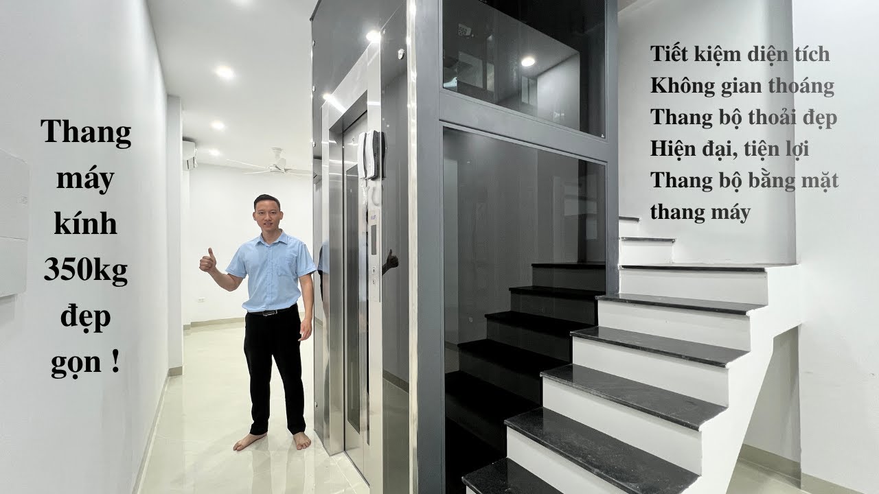 Khám phá thang máy kính 350kg trong ngôi nhà 40m2 gọn đẹp tại Hà Nội