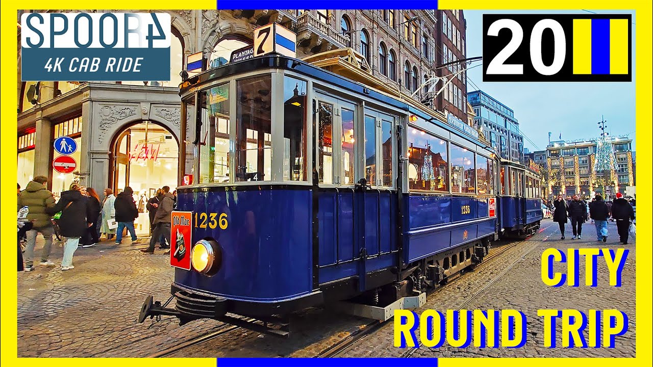 Cabinerit Tram 20 Amsterdam | Dam - Elandsgracht - Alexanderplein - Dam | 4K Tram Driver Cabview