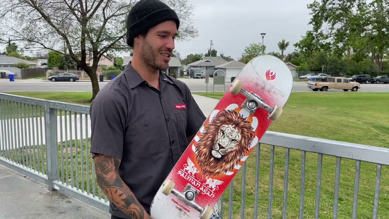 Zach Doelling explains his board setup for battle at the berrics