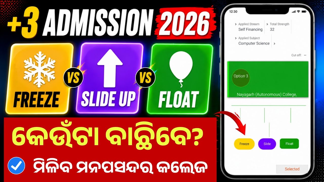 +3 Admission 2026 Freeze, Float, Slide Up Option। What You Have To Choose। Plus3 Admission Sams।