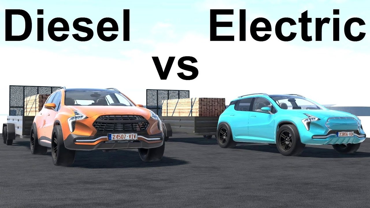 Diesel vs Electric Pulling Test! BeamNG. Drive