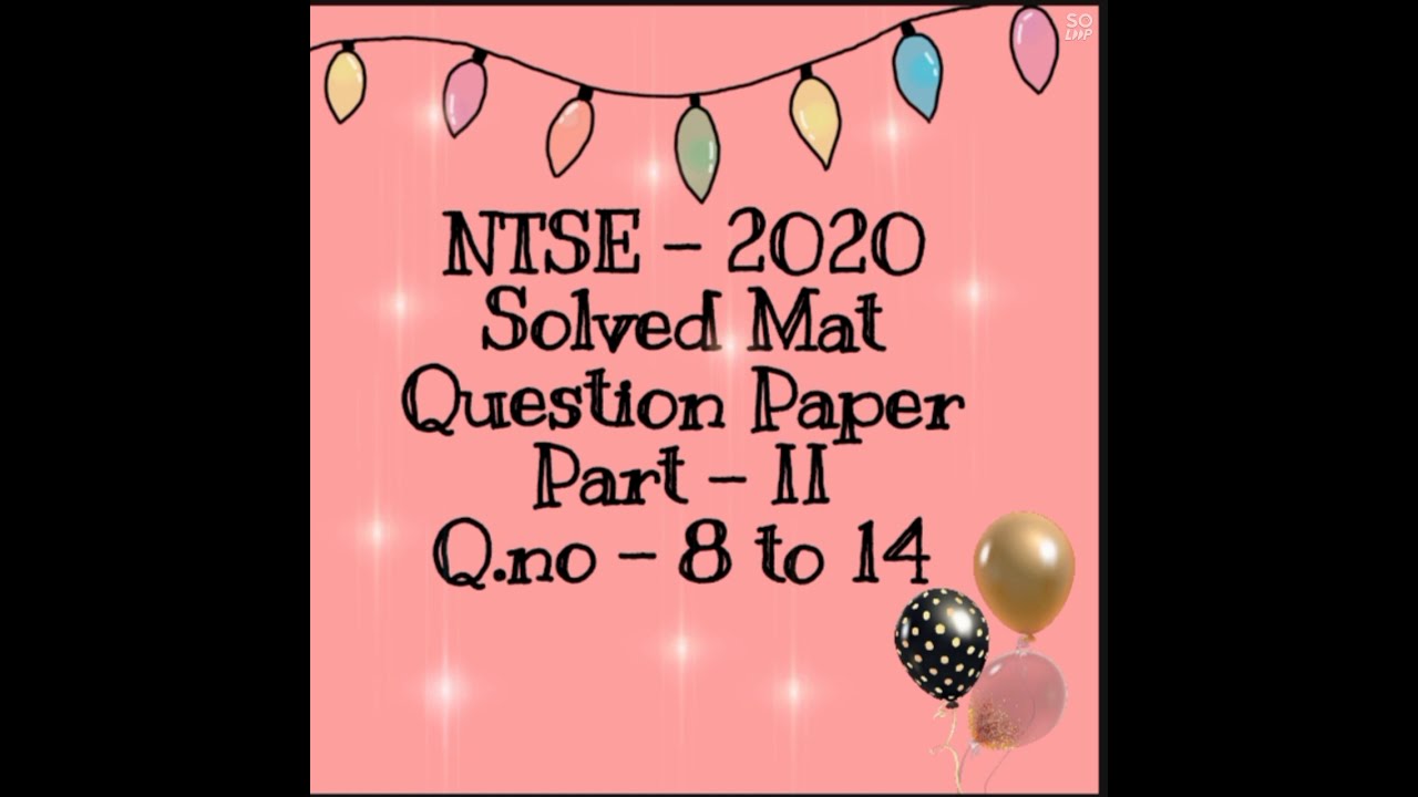 NTSE 2020 mat solution part 2