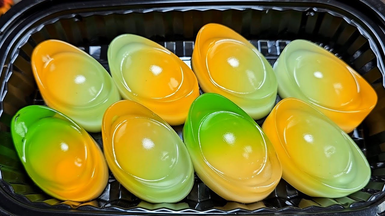 RAU CÂU THỎI VÀNG - cách đổ rau câu pha lê thỏi vàng dịp đưa ông táo, khai trương phát tài phát lộc