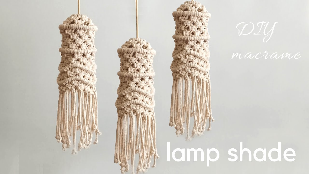 DIY macrame lamp shade, small macrame chandelier, no hoops macrame pendant light, boho home decor