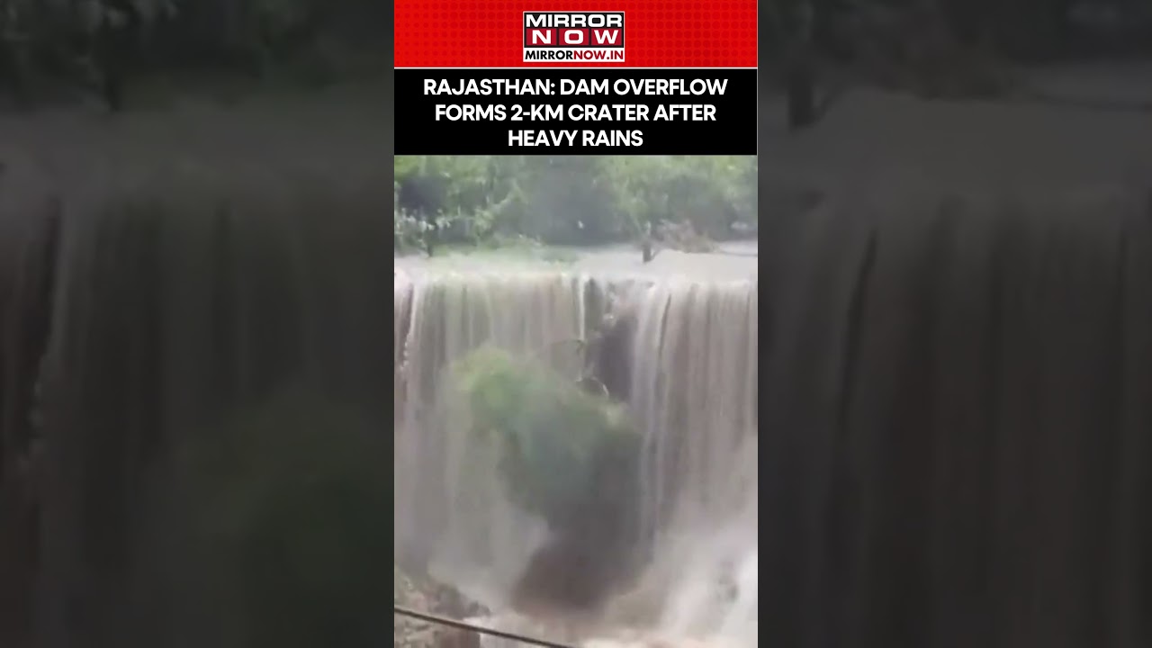 Rajasthan: Big Portion of Land Caves In, 2km Crater Formed as Dam Overflows After Heavy Rain #shorts
