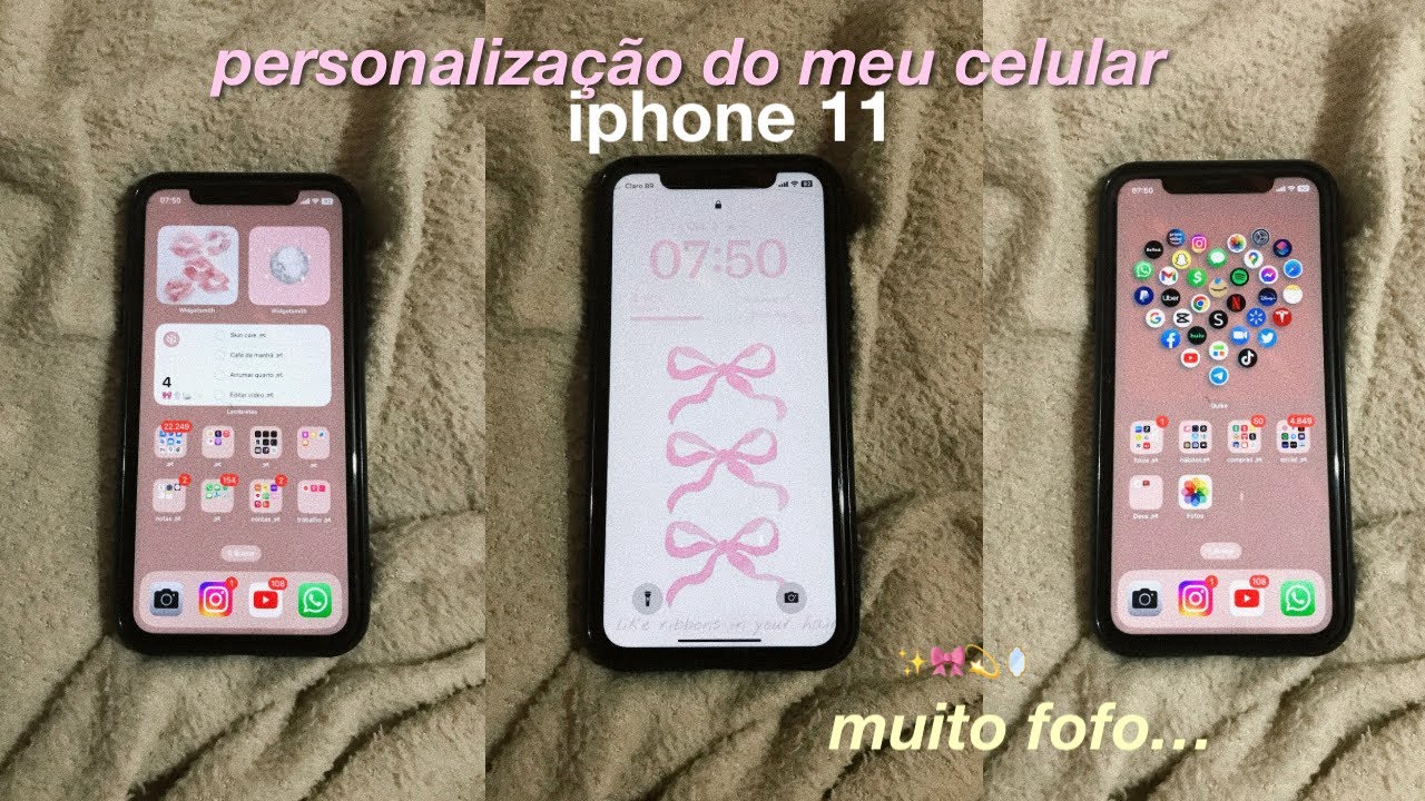 ORGANIZANDO E PERSONALIZANDO MEU CELULAR ✨🎀🦢 | iPhone 11 em 2024…