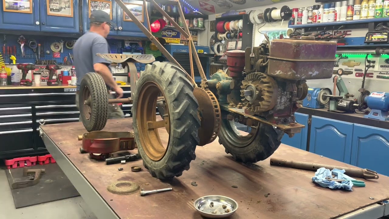 Vintage Cunningham walk behind Tractor. Can we get it going again?￼