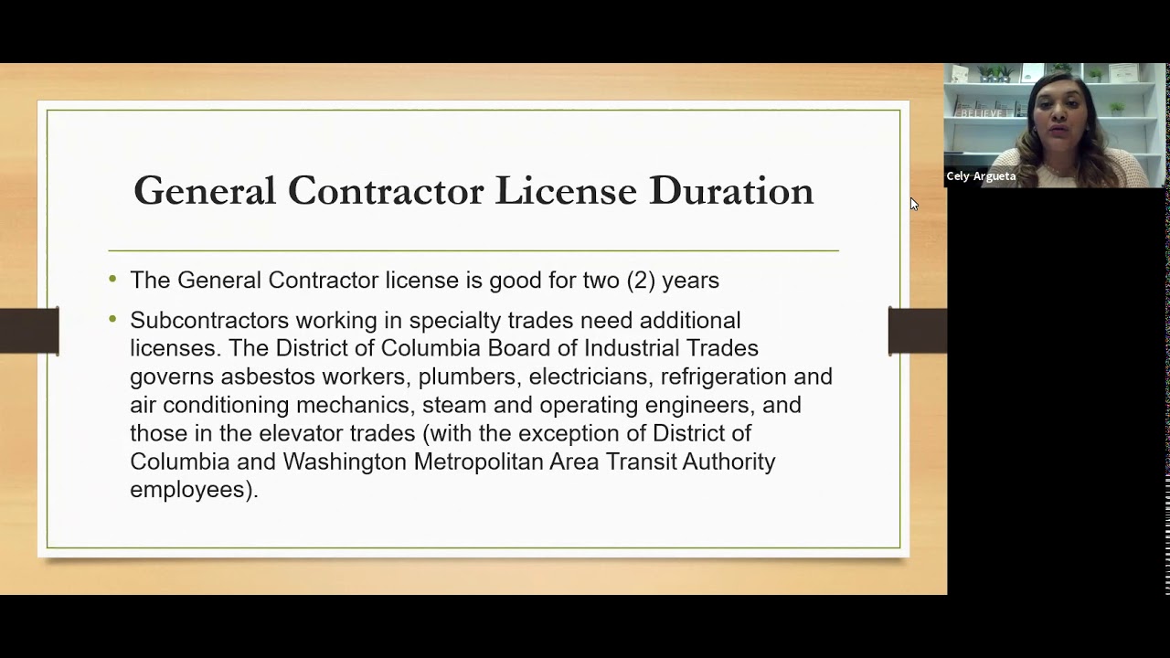 DC General Contractor License Video 2021