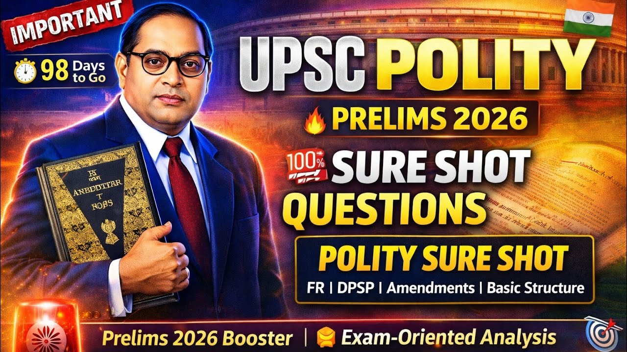 UPSC Polity Prelims 2026 | Sure Shot MCQs | FR DPSP Amendments Basic Structure | 30+ Expected Quest