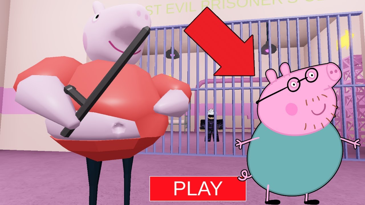 I become a DADDY pig IN PEPPA pig's prison.  No commentary gameplay (Roblox)