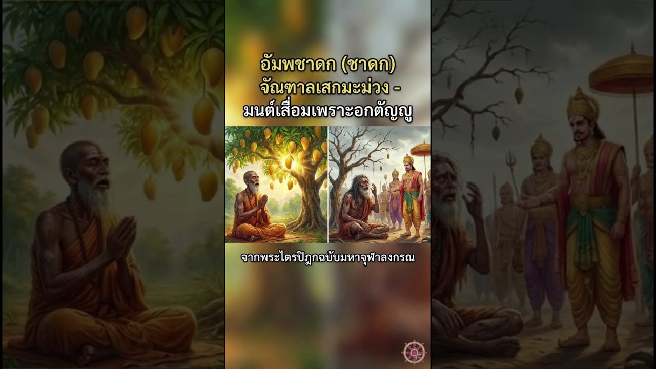 จัณฑาลใช้มนต์เสกต้นมะม่วงให้ออกผลทันที และมนต์เสื่อมเพราะความอกตัญญู