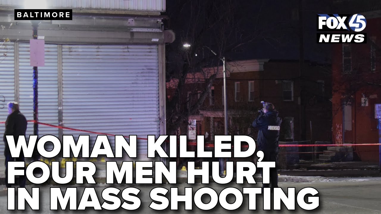 Woman dead, four men injured after mass shooting on Belair Road in Baltimore