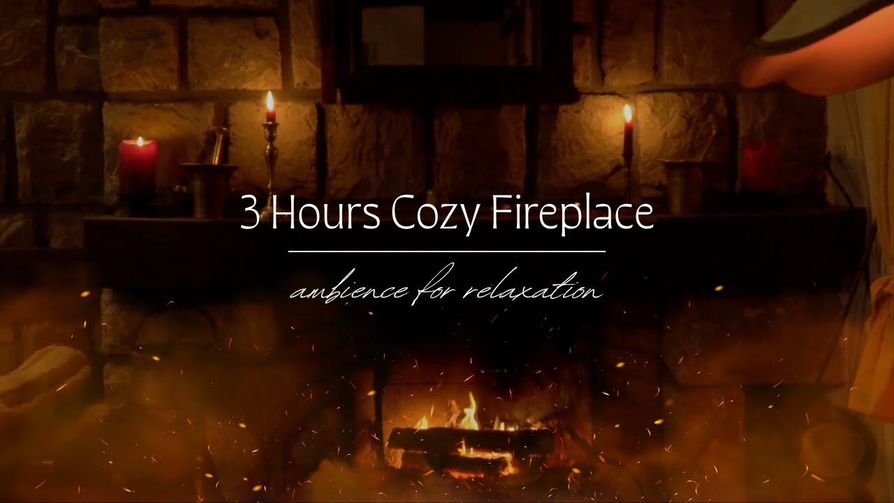 3 Hour Cozy Fireplace Ambience | Crackling Fire Sounds (No Music)