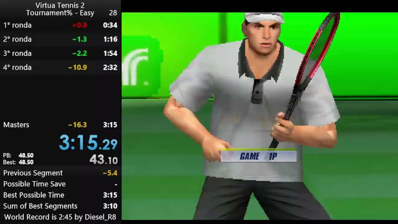 Virtua Tennis 2 Tournament% Easy (2:04 IGT/3:15 RTA) [WR]