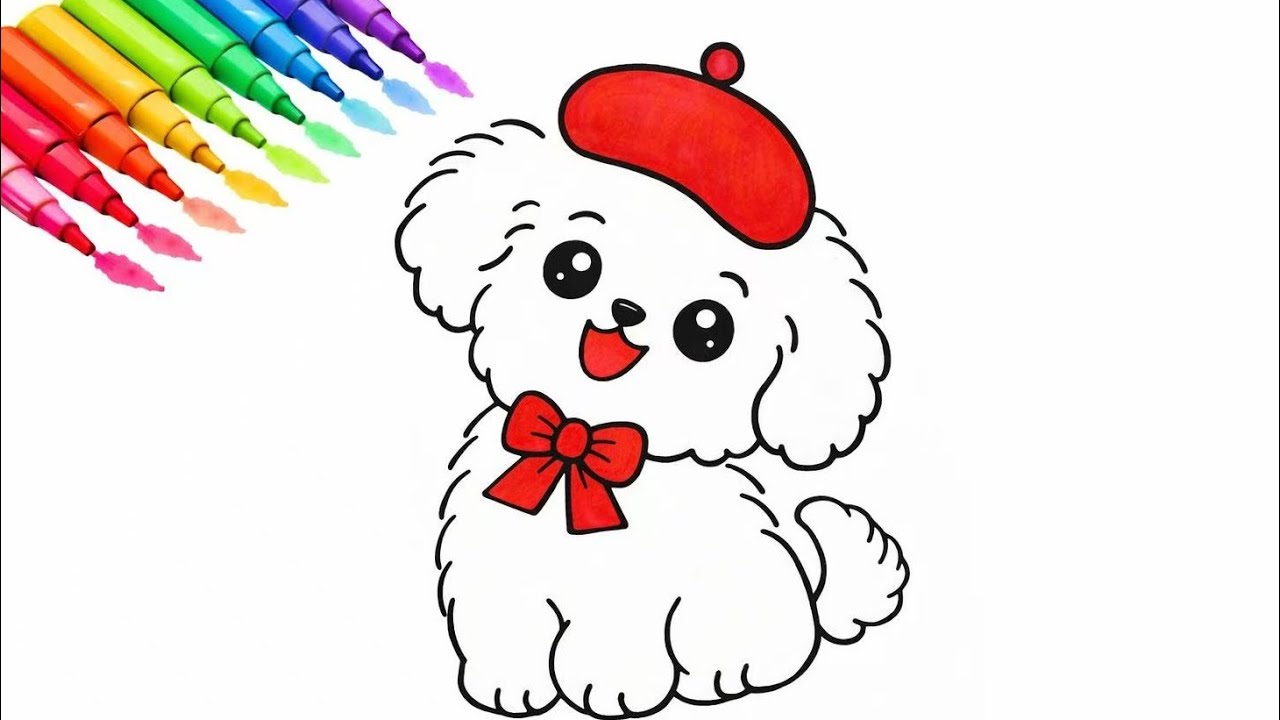 Draw a Cute Puppy with a Beret 🐶 | Easy & Fun Drawing